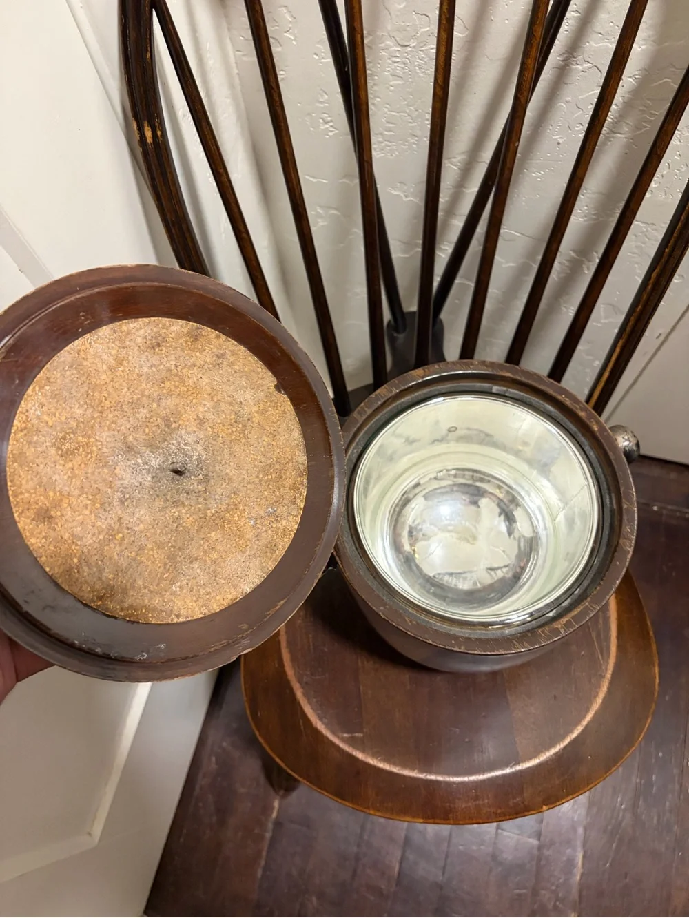 Vintage Sterling Silver Mahogany Ice Bucket With Lid